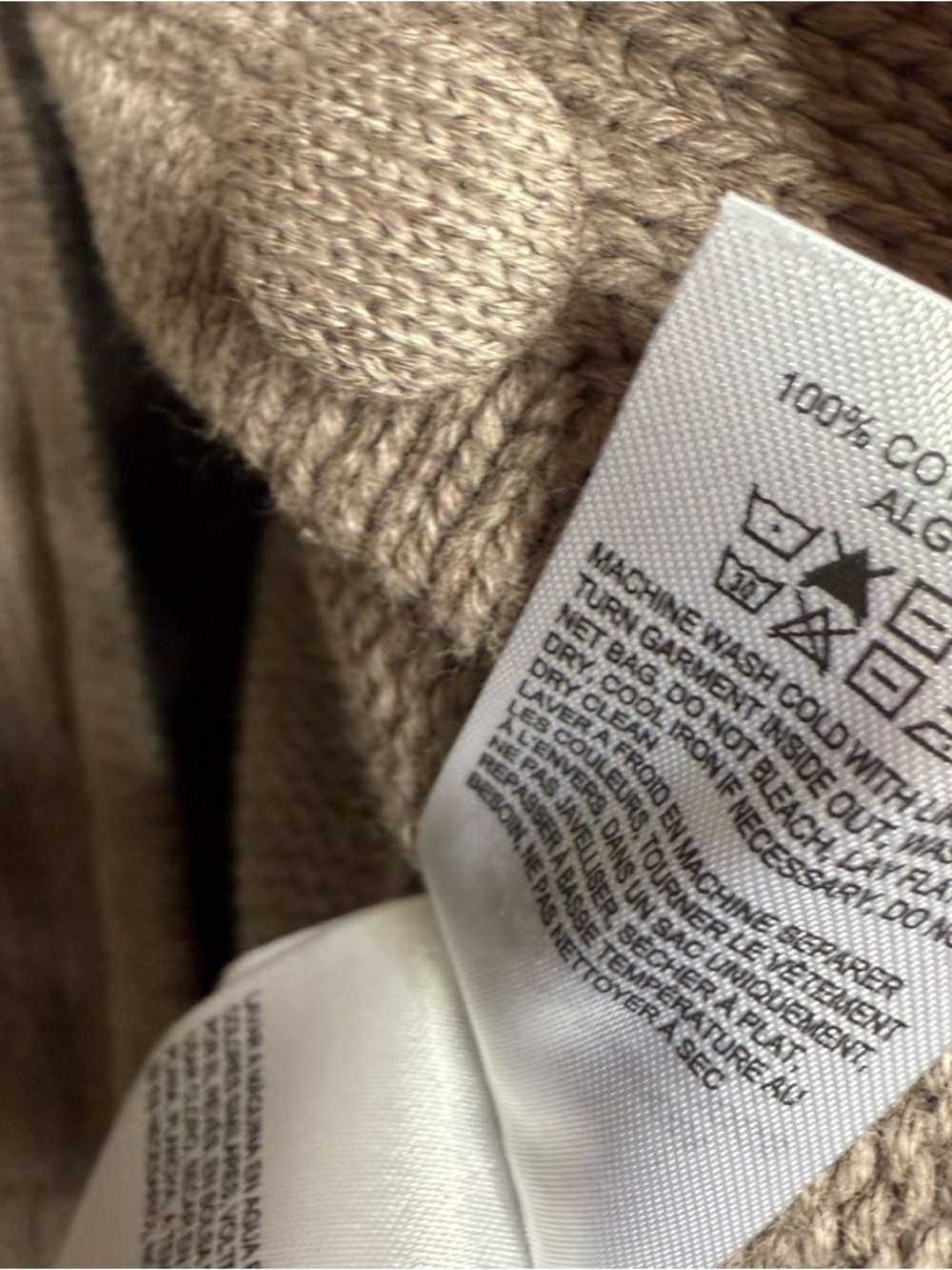Lucky Brand NWT 100% cotton Taupe Collared Button-Up Sweater Medium - Picture 6 of 7